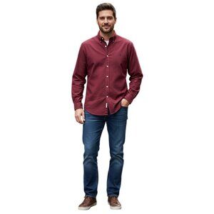 Ralph Lauren Burgundy Button Down Long Sleeve Shirt Size XL